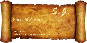 Sas János névjegykártya